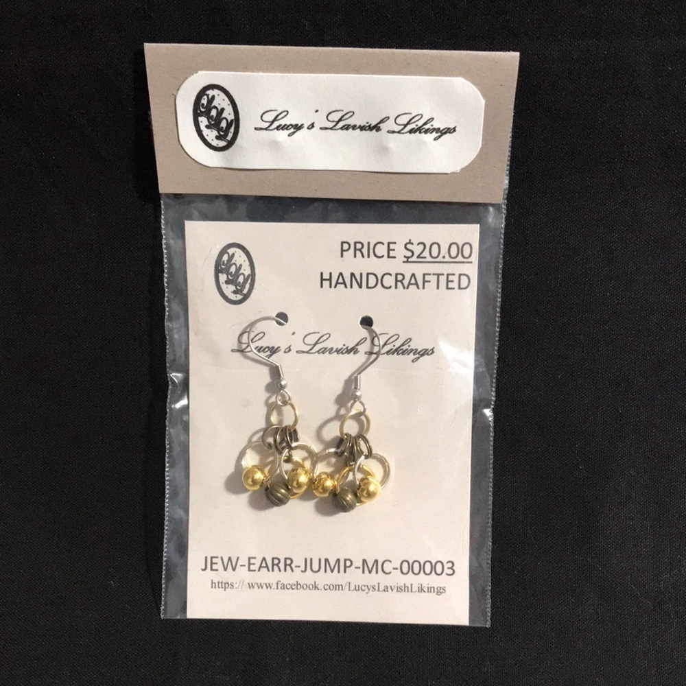 HANDCRAFTED EARRINGS by Lucy’s Lavish Likings—Multiple Metal Rings/Metal Beads